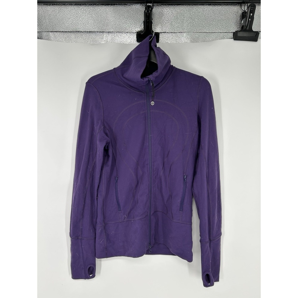 Lululemon In Stride Jacket Womens Size 6 Purple Thumbholes Full Zip Up Mock Neck